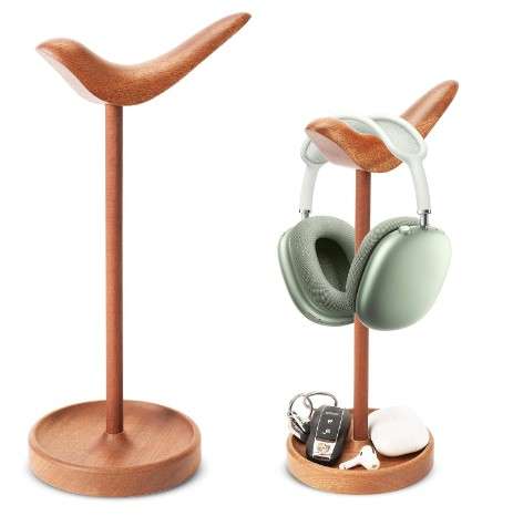 Headphone Stand Wooden Curved Headset Holder for Desk