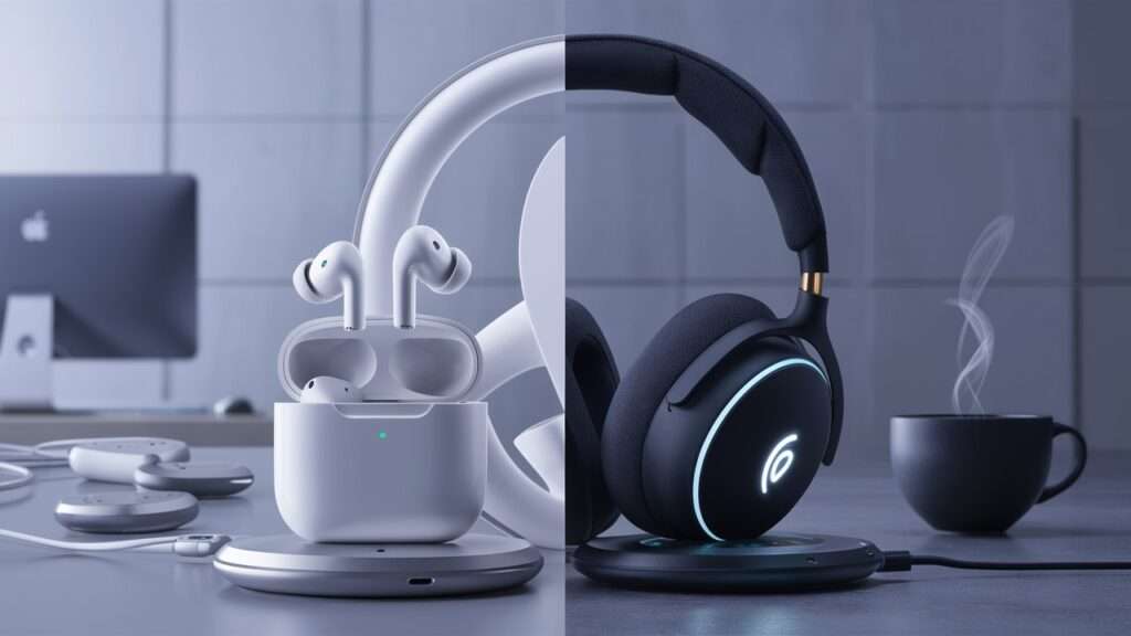 a captivating contrast between earbuds and headpho HL2keydERqKUUZ9IneBncw kSw3LxXIQC u4aNGBSiP g