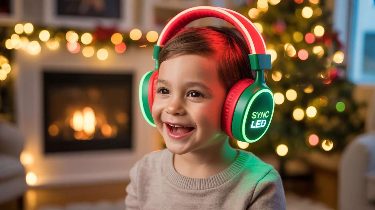 Christmas Lights Sync LED Headphones for Kids