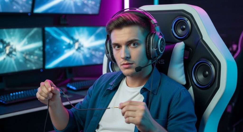 The common scenario using headphones with built in speakers