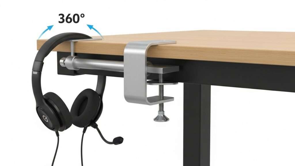 10 Under Desk Headphone Mounts for Student Computer Labs Ideas 4 360 Degree Swivel Clamps