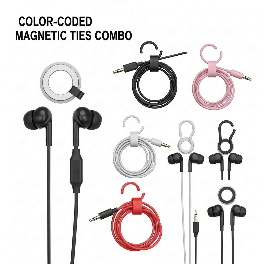 12 Magnetic Headphone Hangers for Metal Classroom Cabinets 13 Color Coded Magnetic Ties Combo
