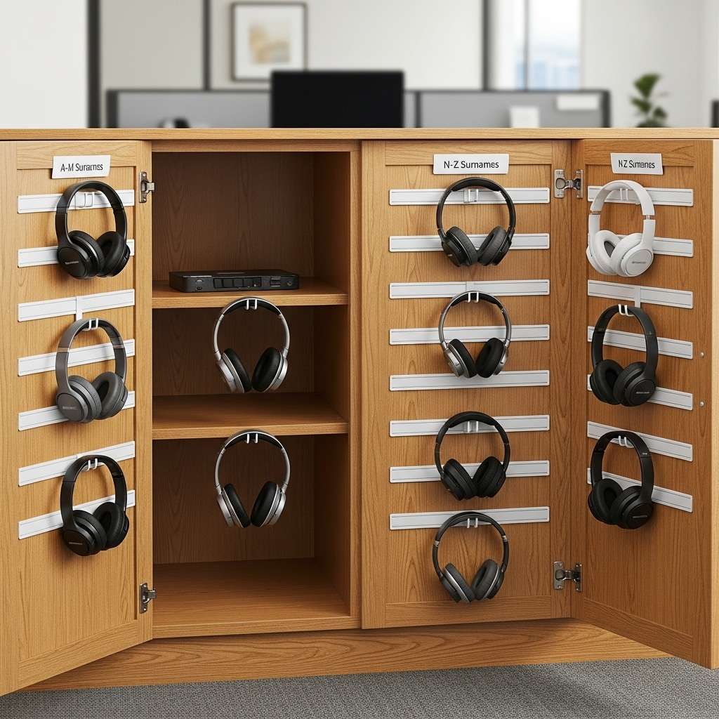 12 Classroom Headphone Storage Ideas for Small Spaces and Tight Corners 11 Command Hook Strips Inside Cabinets