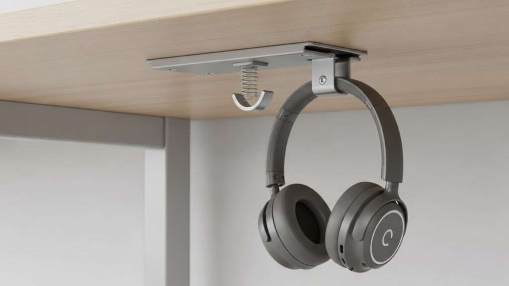 10 Under Desk Headphone Mounts for Student Computer Labs Ideas 11 Foldable and Retractable Hangers