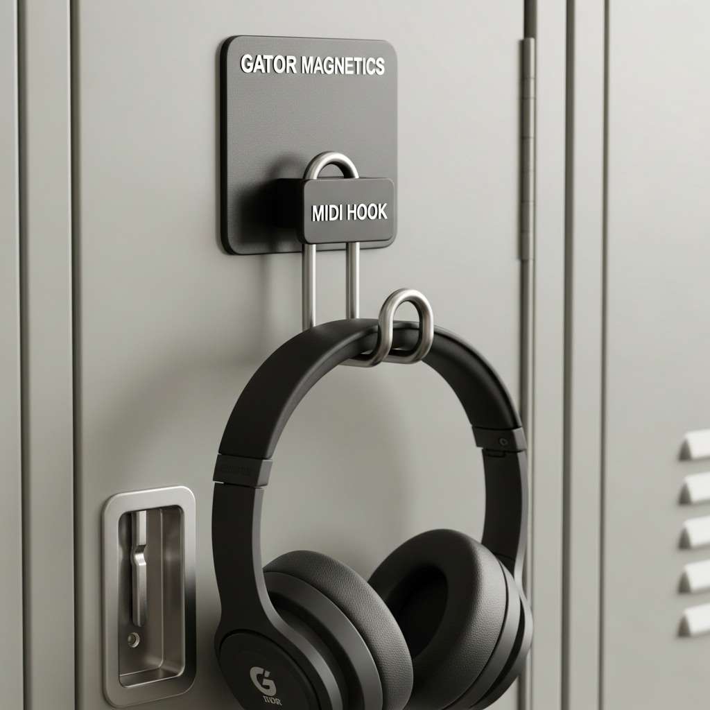 12 Magnetic Headphone Hangers for Metal Classroom Cabinets 3 Gator Magnetics MIDI Hook 25 lb Hold