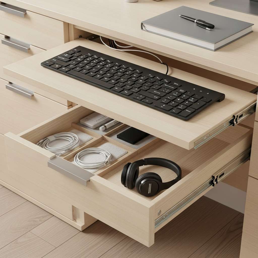 How to Hide Headphone Wires for a Clean Desk Setup 9 Keyboard Tray and Drawer Tricks