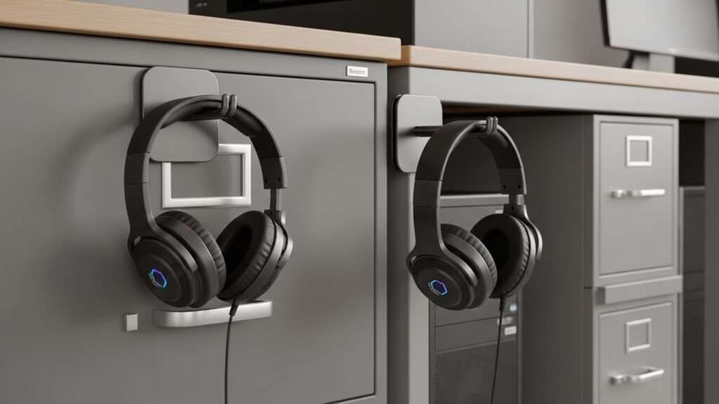 10 Under Desk Headphone Mounts for Student Computer Labs Ideas 7 Magnetic Hooks for Metal Furniture