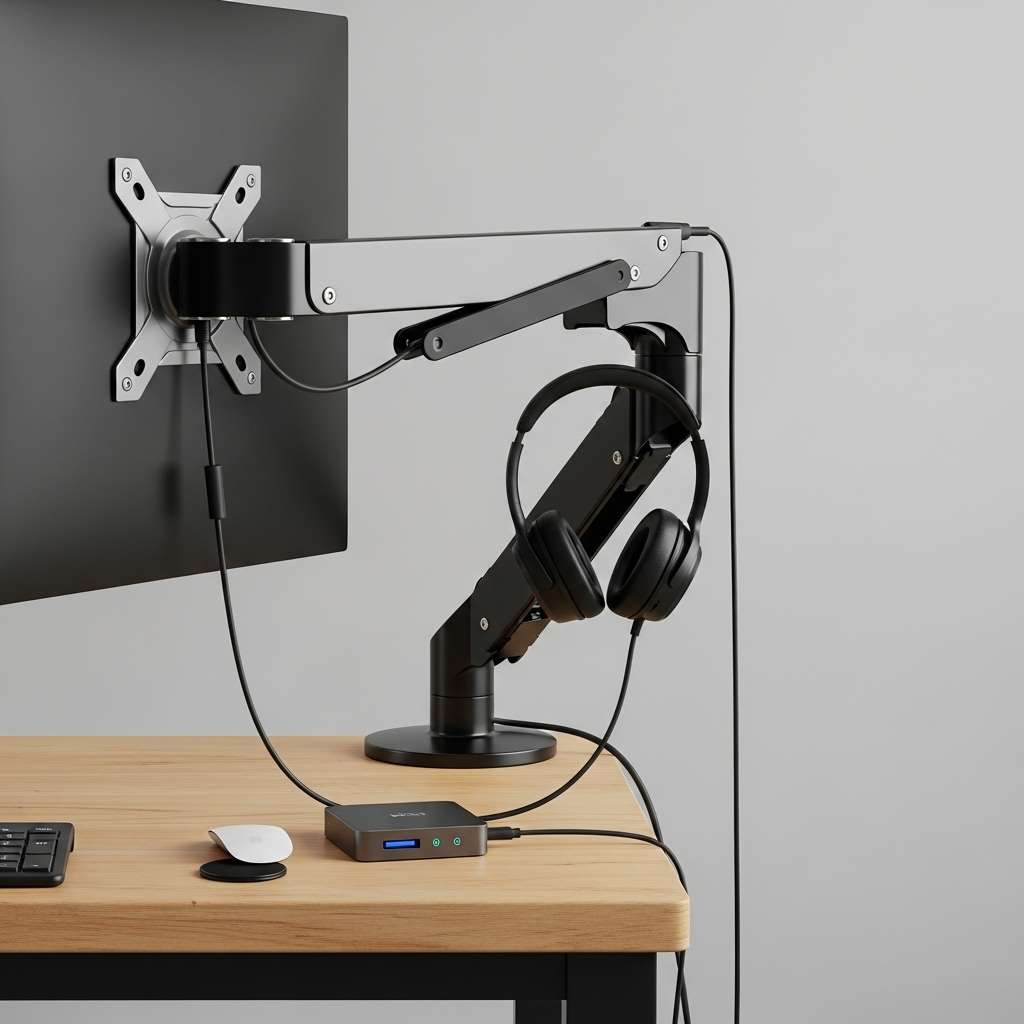 How to Hide Headphone Wires for a Clean Desk Setup 8 Monitor Arm Cable Management