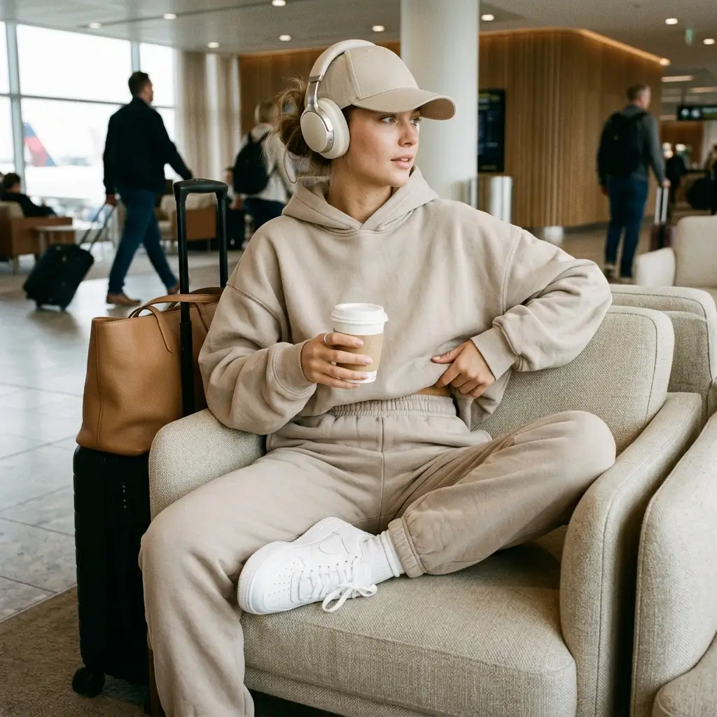 12 Fall Headphones Outfit Ideas for a Cozy and Stylish Season 9 Neutral Tracksuit Beige Over Ears