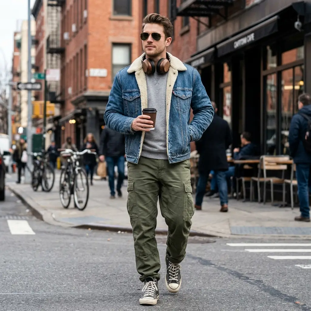 12 Fall Headphones Outfit Ideas for a Cozy and Stylish Season 10 Shearling Denim Wood Accents