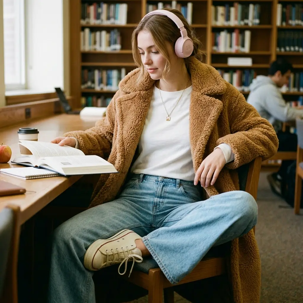 12 Fall Headphones Outfit Ideas for a Cozy and Stylish Season 6 Teddy Coat Pastel Pink