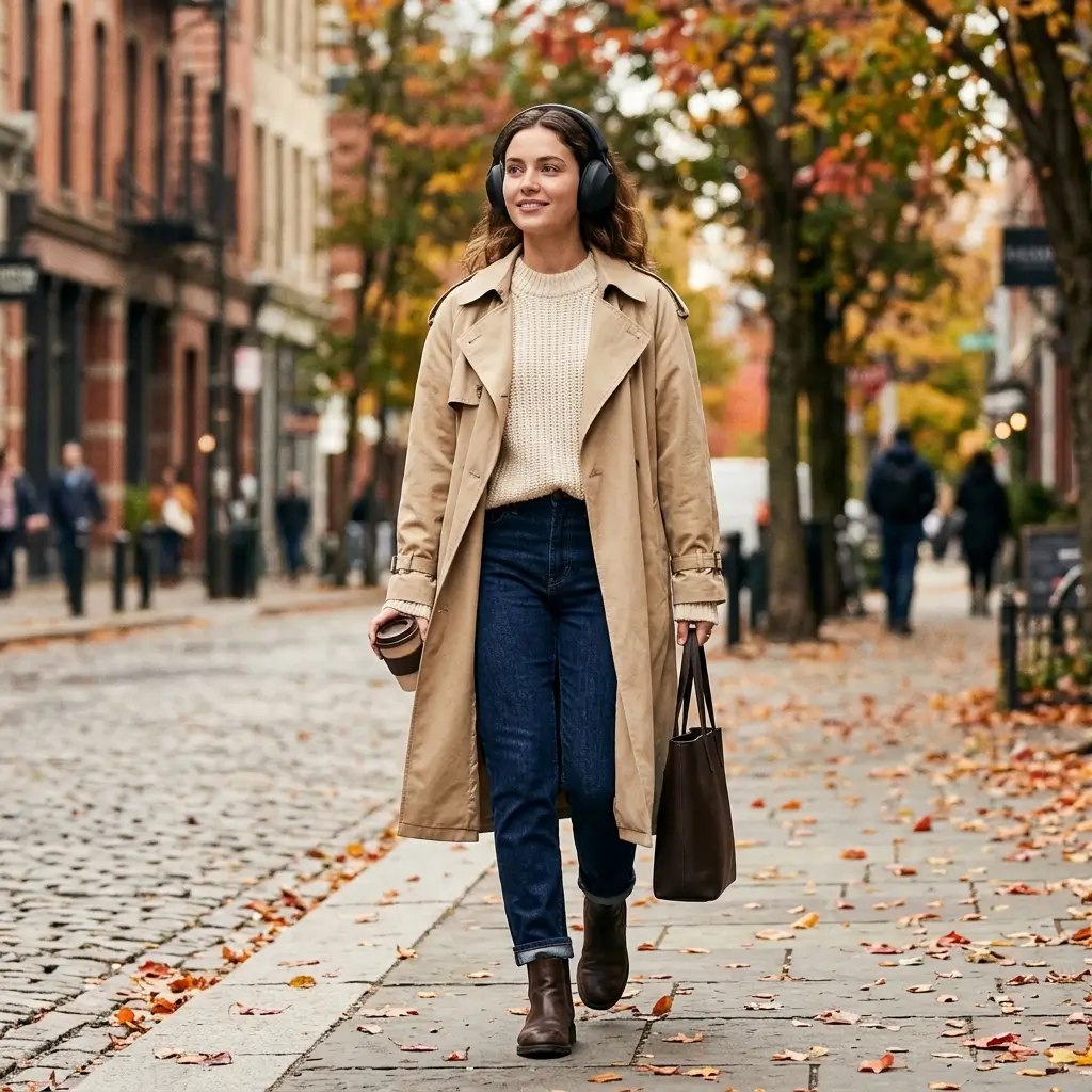 12 Fall Headphones Outfit Ideas for a Cozy and Stylish Season 2 The Classic Trench Matte Black