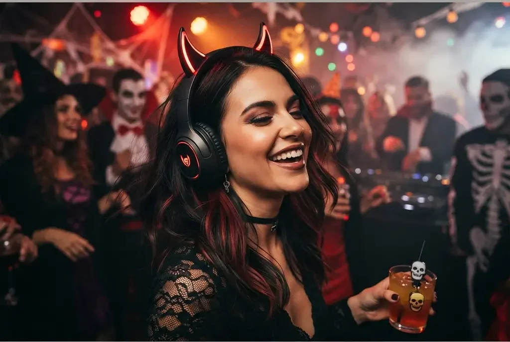 12 Best Spooky Headphones for Halloween Parties 3 Devil Horns Wireless Headphones edited