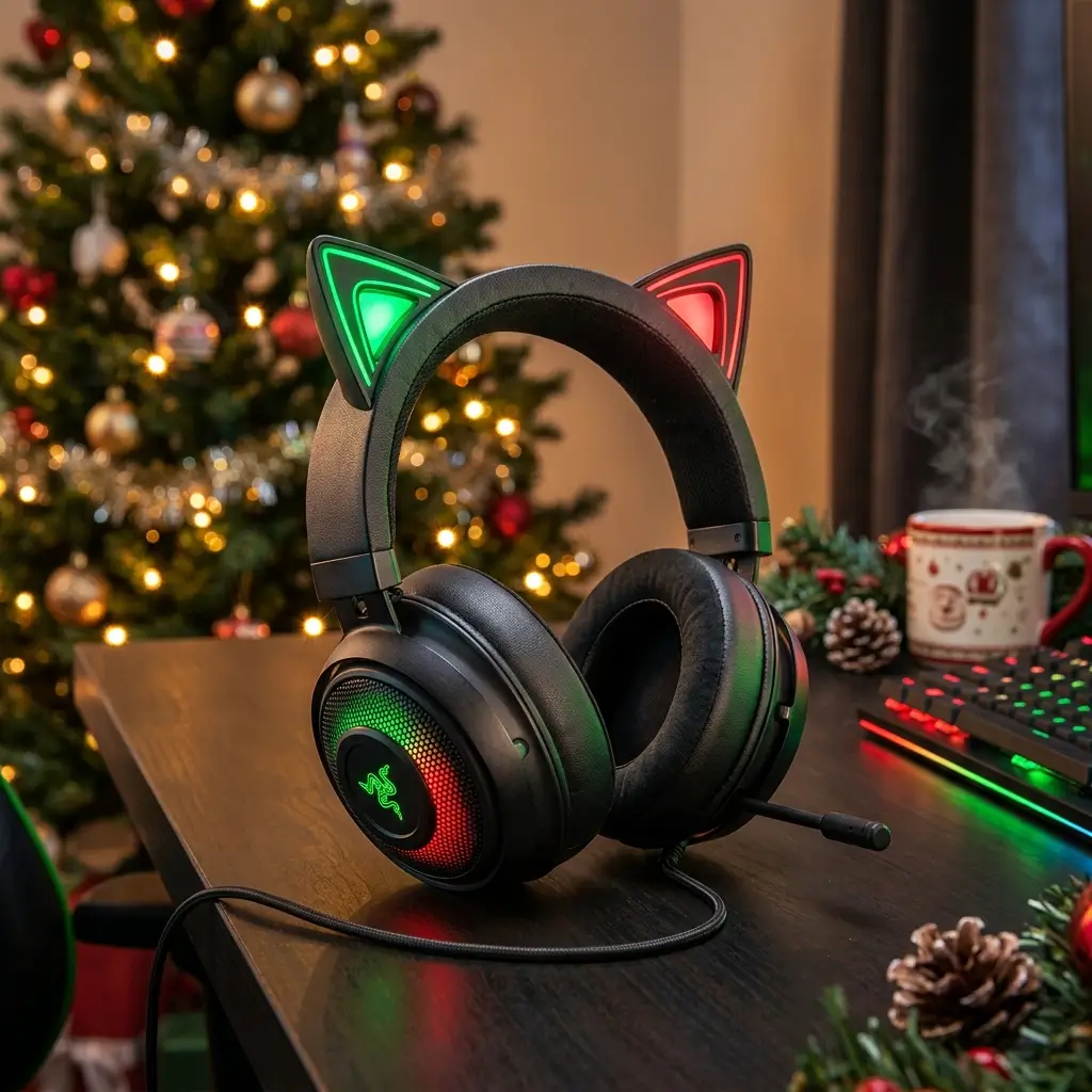 10 Headphones with Christmas Lights Aesthetic to Brighten Your Festive Setup 3 Razer Kraken Kitty RGB 1