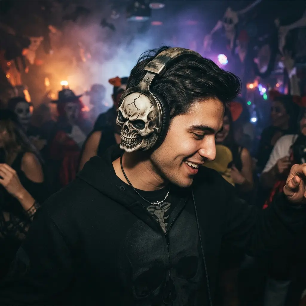 12 Best Spooky Headphones for Halloween Parties 6 Skull Motif Over Ear Headphones
